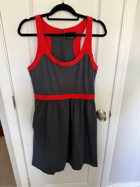 Cynthia Rowley Dresses & Skirts - Cynthia Rowley Grey and Red Sleeveless Fit-and-Flare Dress